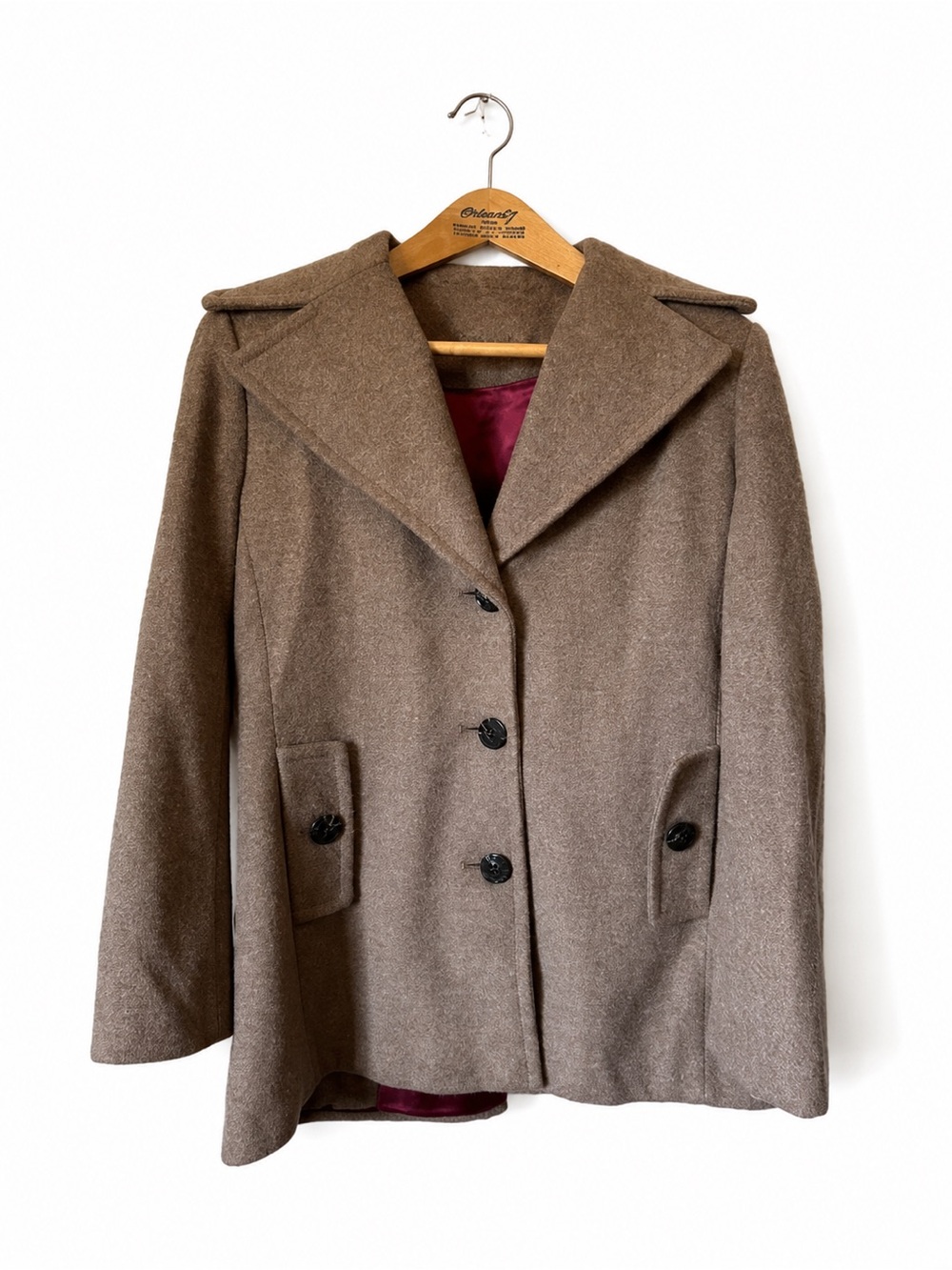 Calvin Klein Classic Pea Coat Wool Blend Silk Lined Size 8 Winter Fall Layering